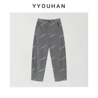 YYOUHAN 2025秋款【调性灰】极简风立体剪裁花灰色休闲裤 2509C6090