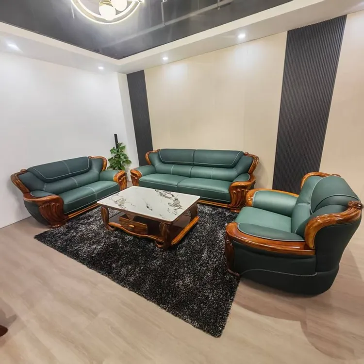 其迈森中式乌金木加厚头层牛皮1234组合奢华别墅客厅家具沙发