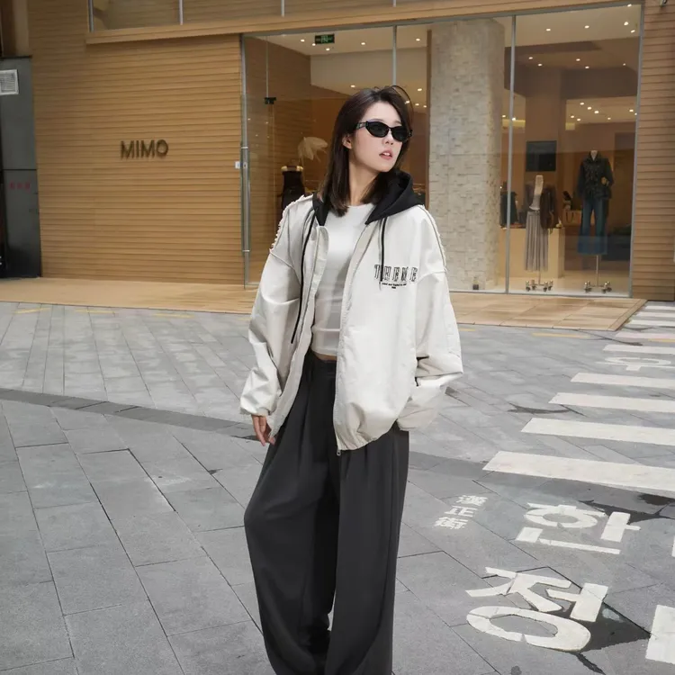 INS风原宿风ins短外套外套运动连帽加棉款休闲秋季男女同款