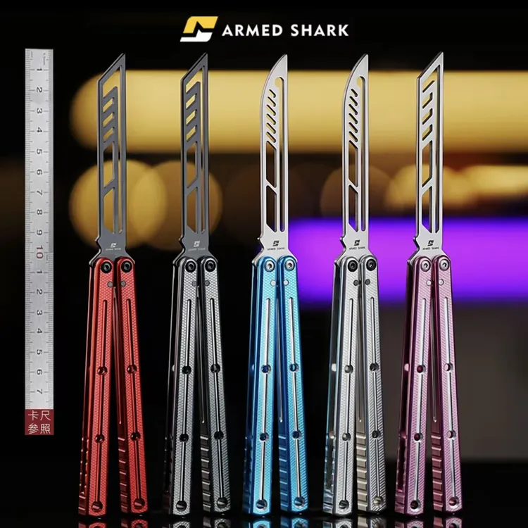 战鲨海妖v3铝合金【子彦balisong】蝴蝶刀安全练习花式玩具甩刀未开