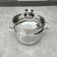 出口18-10元宝锅汤锅蒸锅22cm