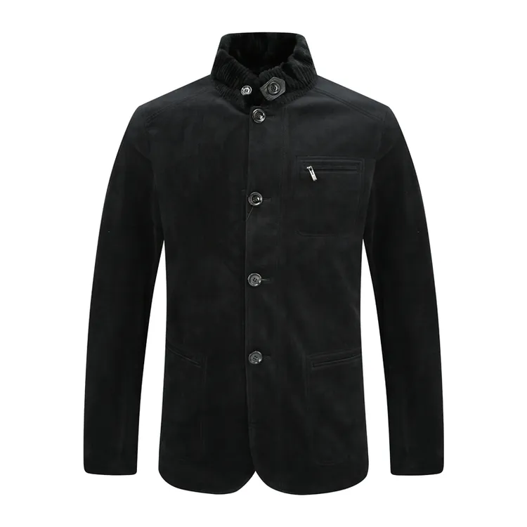 SL91仕东秋冬男式大衣直排扣外套 黑色