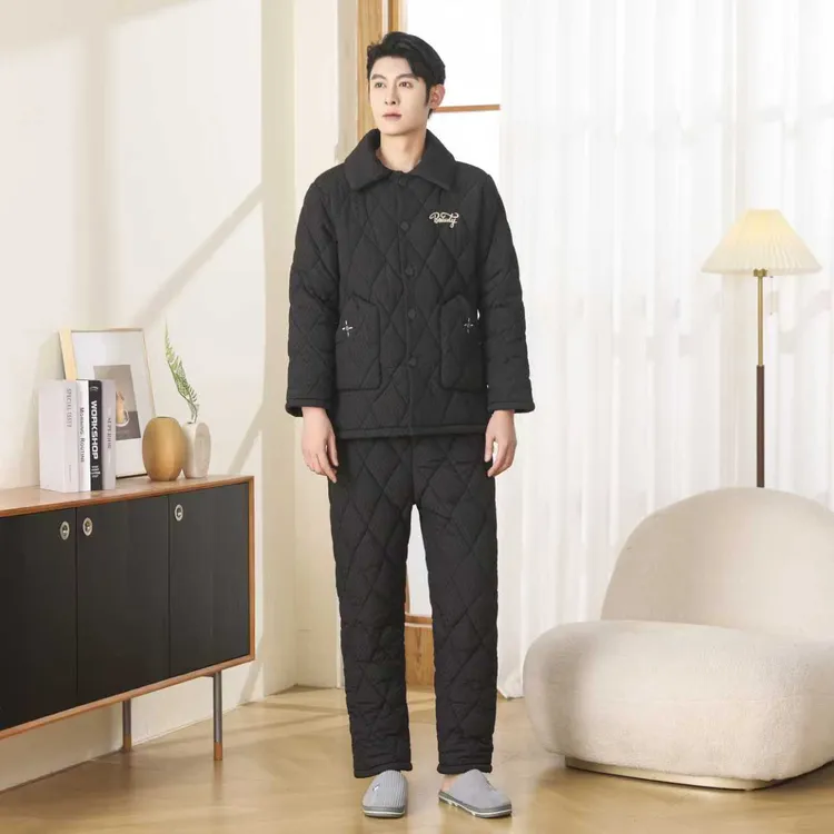 冬季新款男士时装款防风不起球加绒加厚保暖休闲睡衣家居服803