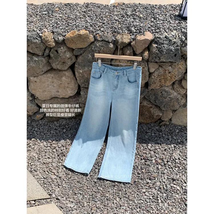 KMZY/KMZY山_山【夏日神裤】微胖韩版海盐慵懒风宽松牛仔裤（带腰带）