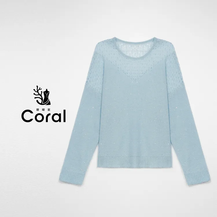 【银河系】显瘦山羊绒驼绒北纬38.5°满天星时尚修身针织毛衣98100