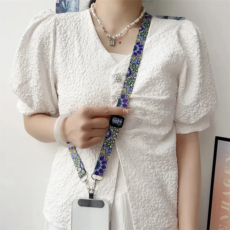 民族风手机挂绳复古图腾斜挎背带可调节挂脖绳户外防丢手机链百搭