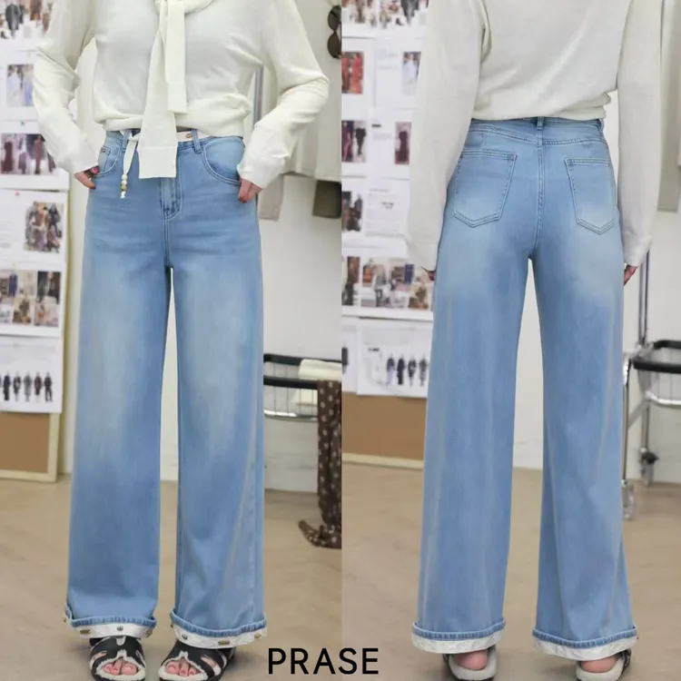 PRASE·噜【艺术牛仔】微胖轻奢设计款秋女天丝棉时尚牛仔裤PR506B83