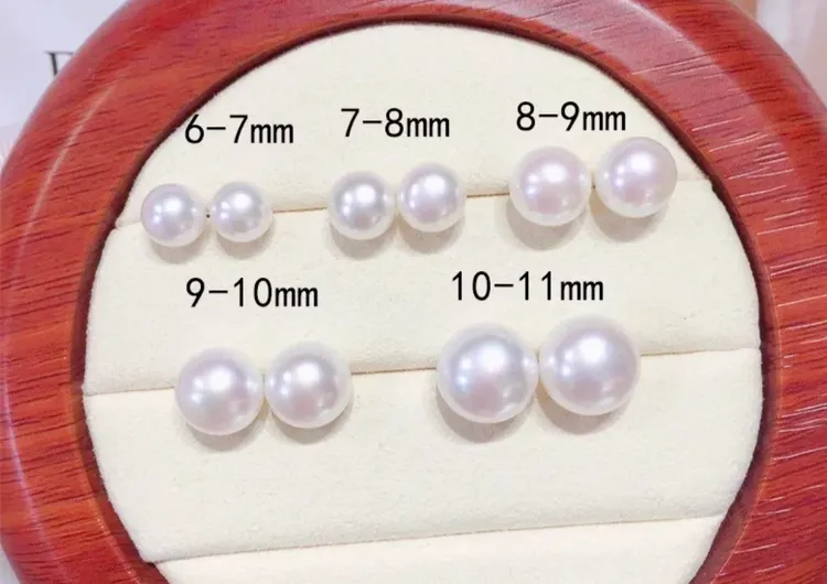 聚会女王天然淡水珍珠耳钉9.5高光高亮6A毕业级s925银针馒头珠