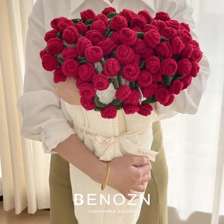 【七夕礼物】成品玫瑰花束毯子手工编织毛毯午睡盖毯女生礼物送闺蜜