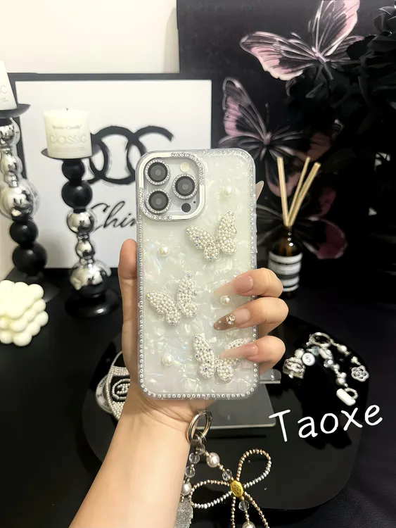 水钻立体贝壳纹适用iPhone16promax苹果15手机壳14新款13