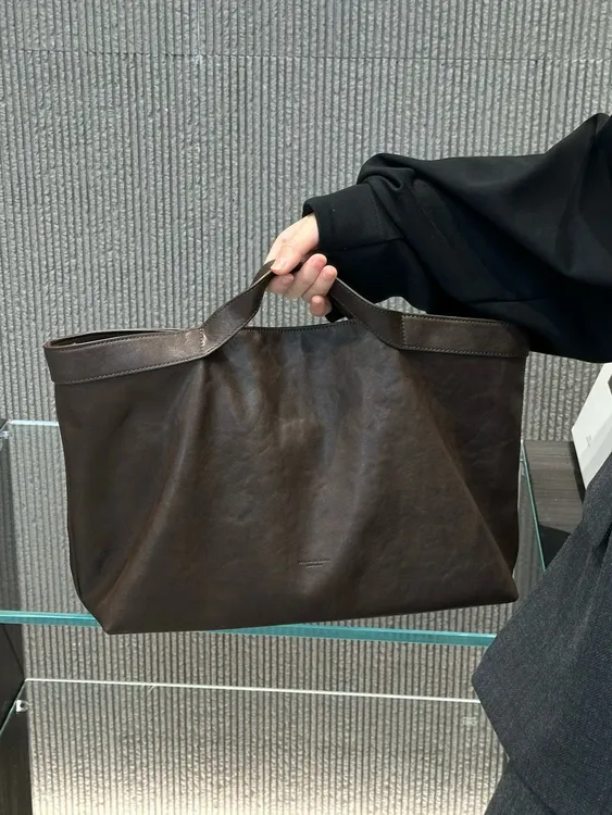 植鞣软皮托特包极简慵懒风手拎包小众设计包包一拖二子母包斜挎包