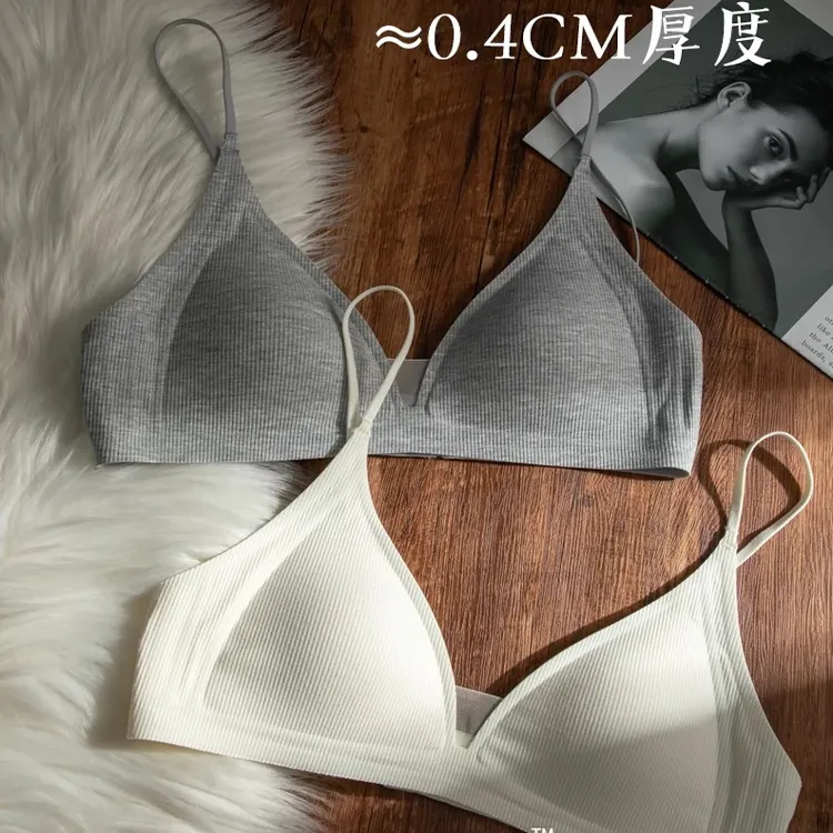 维多利亚法式三角杯超薄款女士内衣大胸显小胸聚拢无痕美背文胸