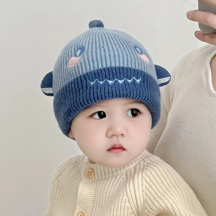 婴儿针织毛线帽子秋冬季可爱超萌宝贝这种帽婴幼儿防风护耳套头帽