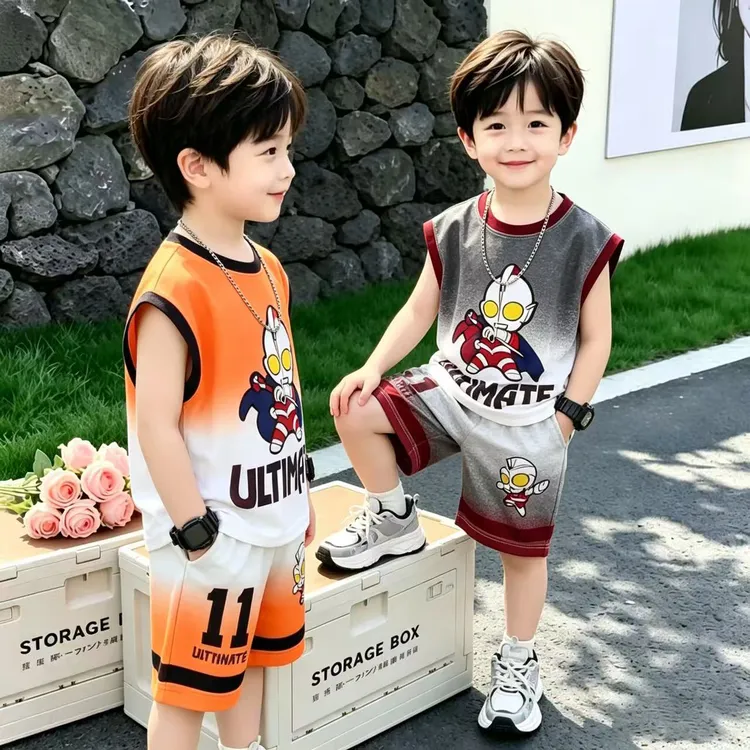 男童奥特曼衣服夏装短袖套装2026新款夏季儿童洋气男孩背心两件套
