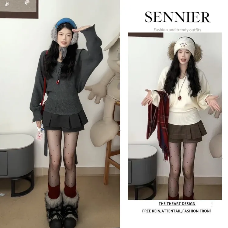 秋季穿搭女2025新款韩版时尚收腰绑带针织上衣高腰百褶裙裤两件套