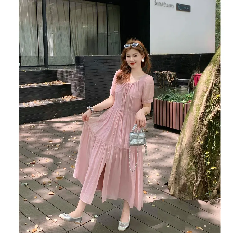 裂渡宣宣【浪漫月光】微胖大码女夏气质甜美风显瘦连衣裙ZY504F08
