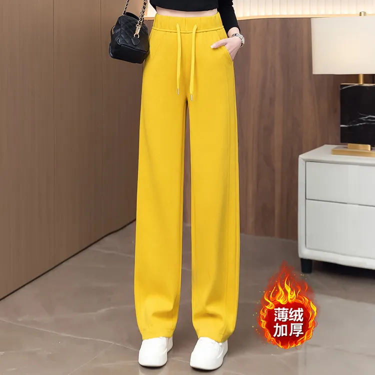 歌哥弟阿玛直筒运动裤女秋冬装加绒加厚松紧腰抽绳休闲弯刀卫裤女