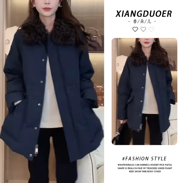 显白气质欧版棉服外套女冬季新款大码宽松慵懒时尚棉衣袄子2025