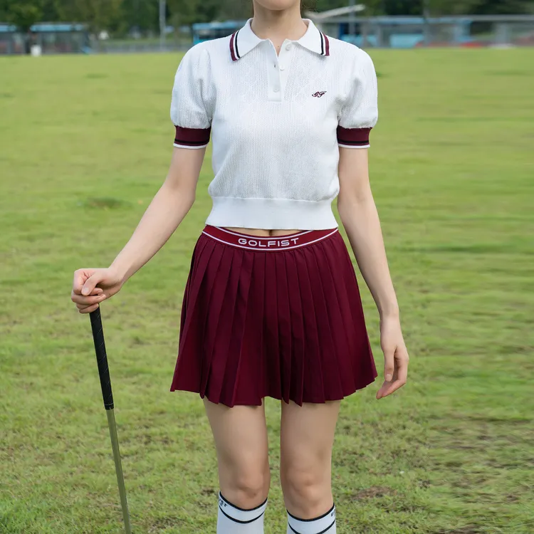 高尔夫女士夏季学院风POLO衫百搭翻领短袖运动网球百褶裙