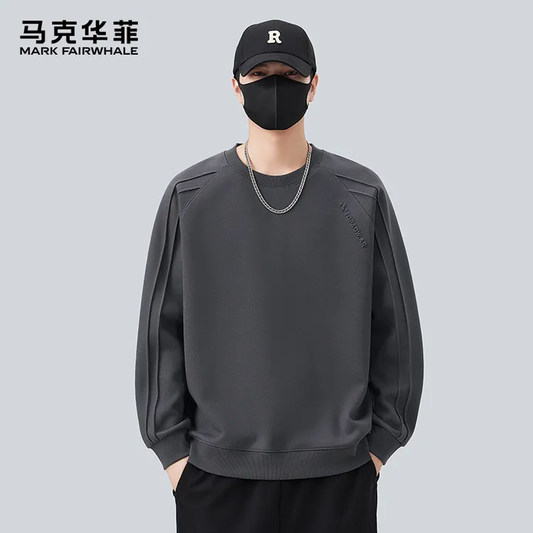 MARK FAIRWHALE/马克华菲潮版立体剪裁男士长袖卫衣春秋圆领上衣
