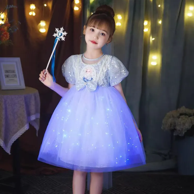 女童夏季爱莎公主裙冰雪奇缘新款洋气生日礼服蓬蓬裙