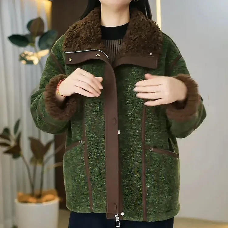 加绒加厚翻领毛呢外套女2025秋冬新款百搭休闲小个子气质洋气上衣