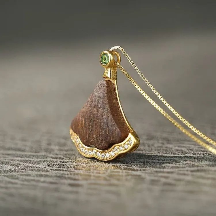 坠链均925银木质 新款时尚挂脖高级环形无相佛吊坠香气吊坠