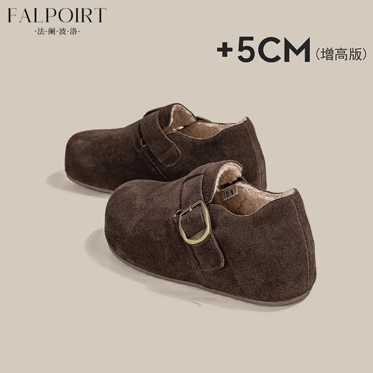 FALPOIRT厚底增高美拉德勃肯鞋女全包秋冬季加绒复古百搭保暖棉鞋