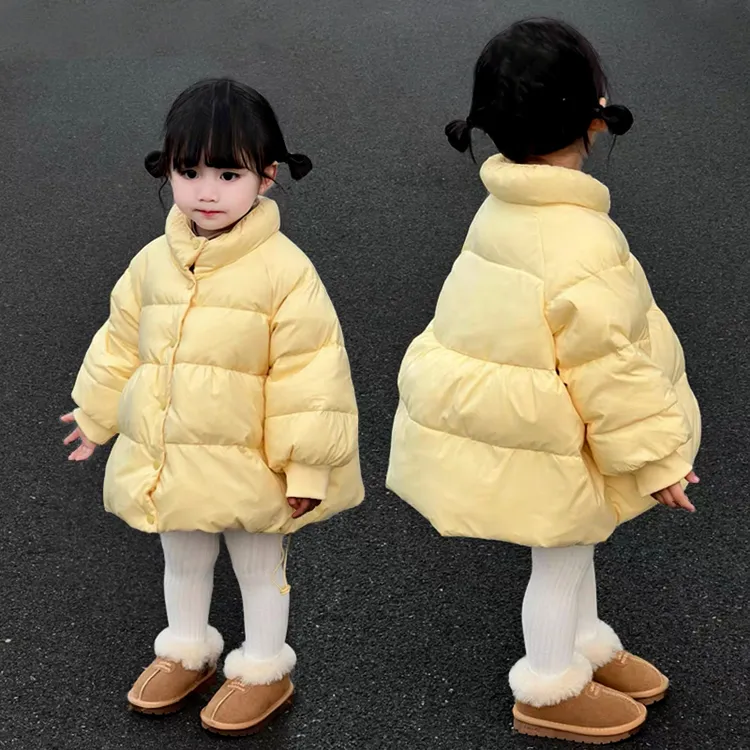韩国童装女童羽绒服2025冬季设计感小众时尚洋气女宝宝白鸭绒外套