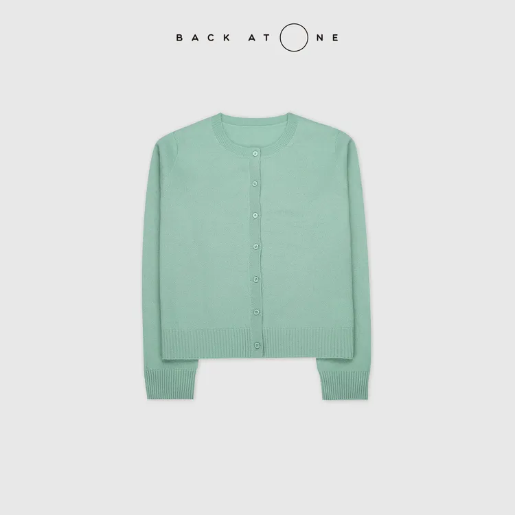 BACKATONE“香草拾光”圆领羊毛柔软舒适针织绿开衫 BFF-1AS527H-K