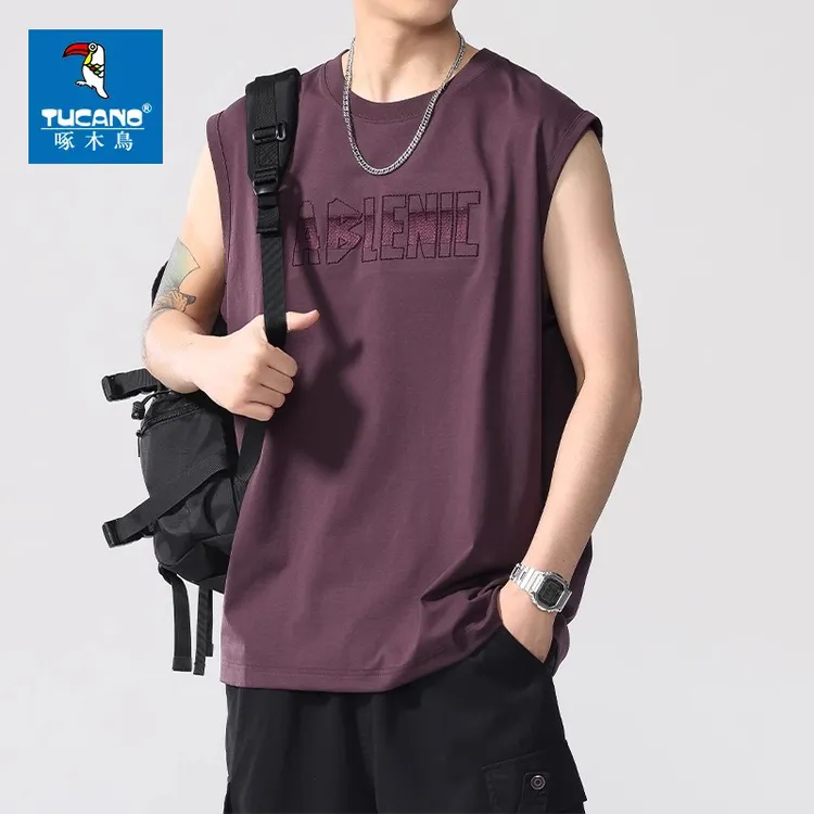 啄木鸟运动背心男夏季薄款潮流宽松无袖透气T恤2025新款休闲坎肩