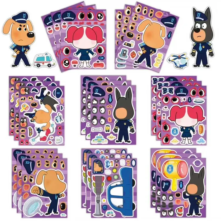 拉布拉多Sprunki人物益智换面换装贴纸女孩男童专注力贴画书儿童