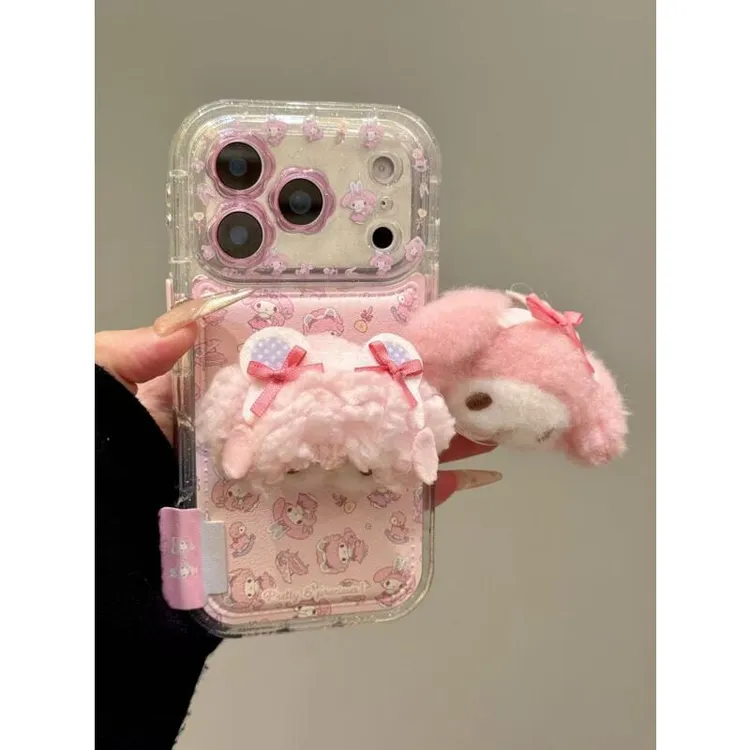 甜美可爱毛绒小羊美乐蒂适用ihone17promax苹果16pro手机壳皮纹15