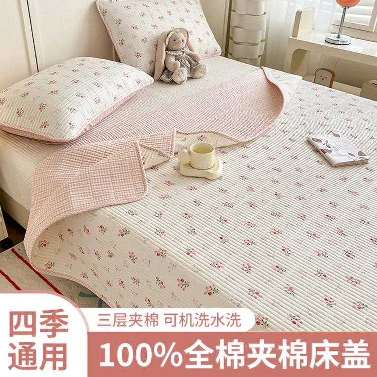 纯棉榻榻米床盖全棉双人床单卡通印花床铺盖床上用品四季通用新款