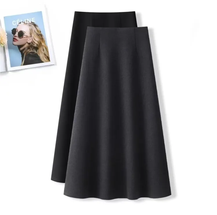【秋冬毛呢裙68#】毛呢半身裙女2025新款时尚高腰A字中长款伞裙