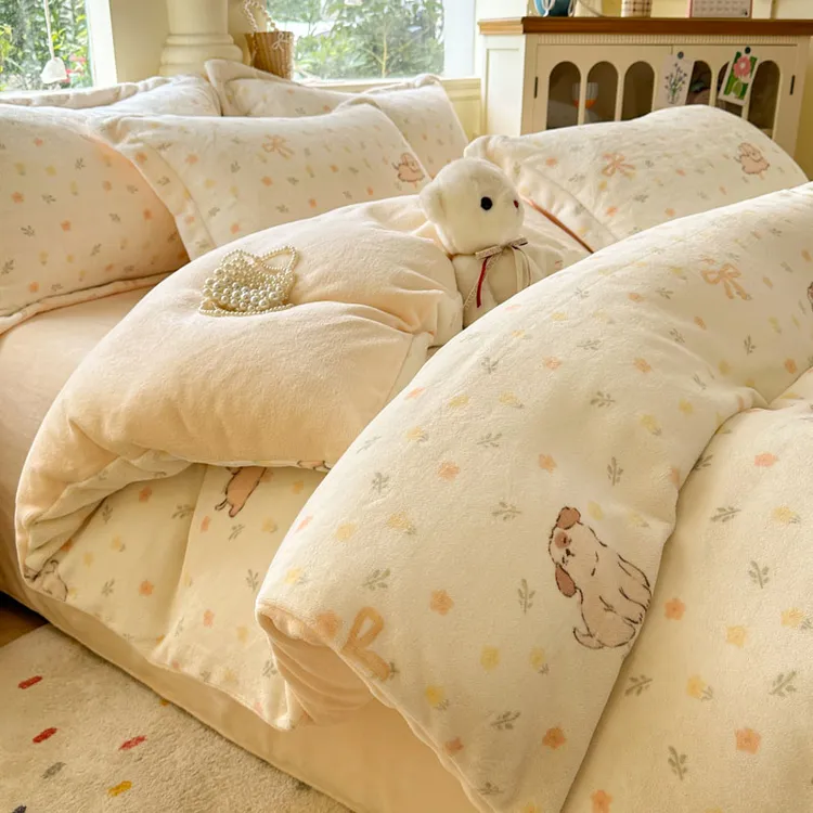 加厚牛奶绒被套单件双面绒珊瑚绒加绒被罩宿舍单双人被芯套秋冬季