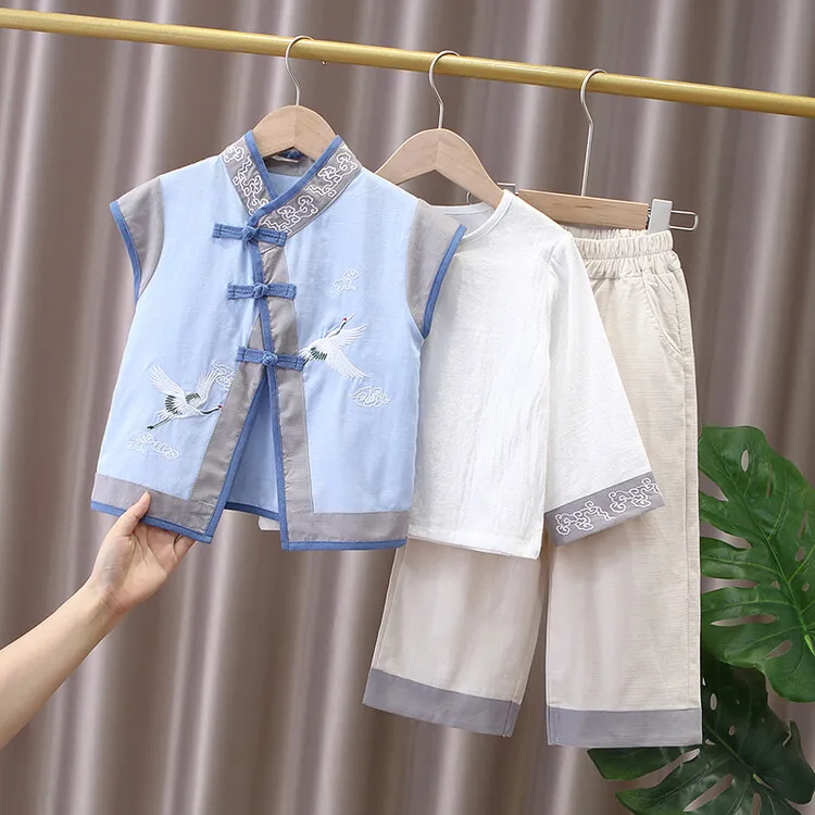 巴拉甄选汉服男童春秋季唐装儿童改良中国风古装新款演出服宝宝抓