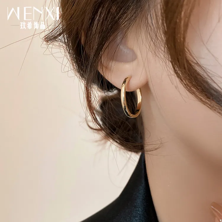 铜合金耳饰 简约素圈耳环2025新款爆款高级感小众耳钉通勤耳饰女