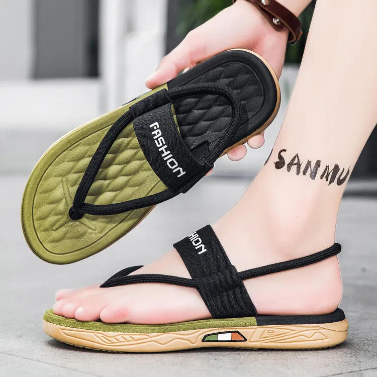 拖鞋夏季男款时尚户外防滑厚底外穿青春潮流休闲风素面耐磨沙滩鞋