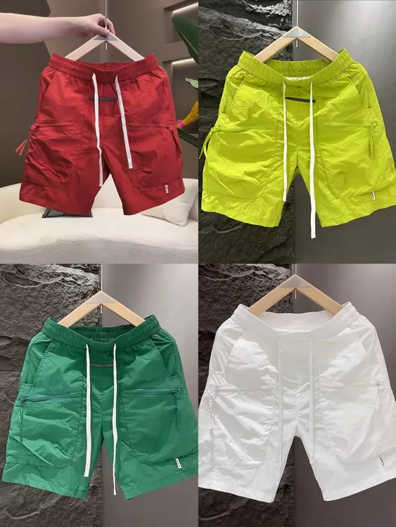 美式运动工装裤2025新款速干五分裤多口袋户外机能宽松透气短裤