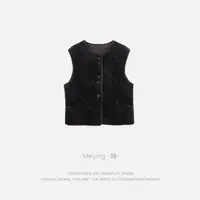 Meiying-气质短款单排扣100羊毛马甲YA5DJ001