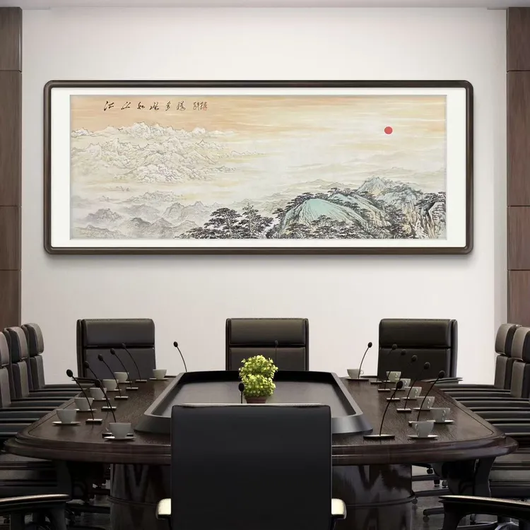 《江山如此多娇》手绘六尺横幅山水客厅办公室国画茶室挂画作品
