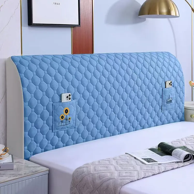 床头简单换防尘桃皮绒床头罩易拆洗通用透气保护套新款床头套舒适商品图