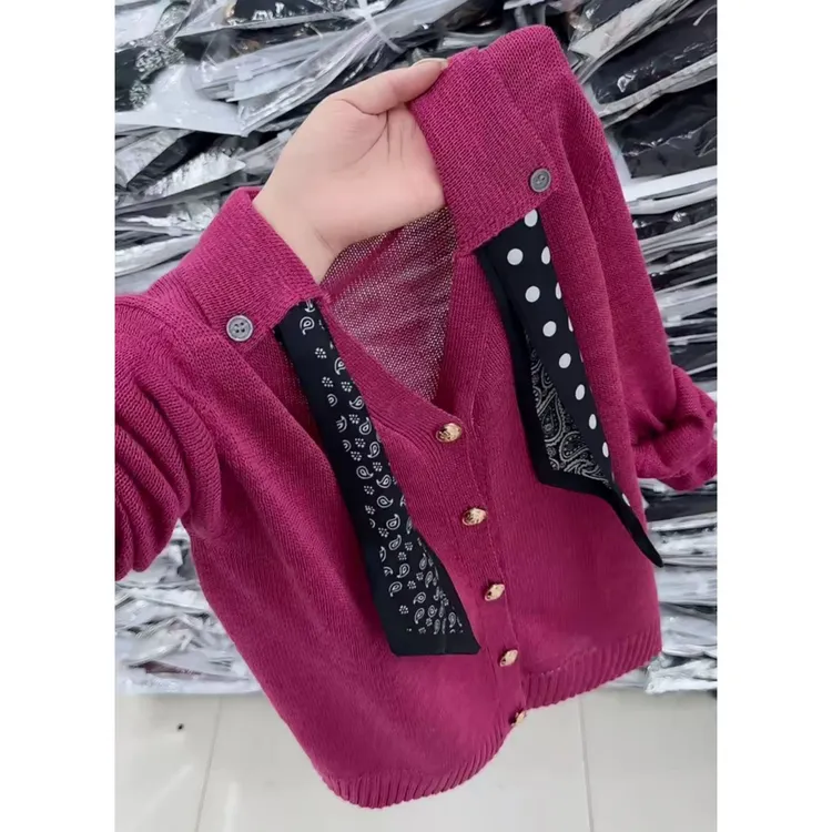 今年流行穿搭2025夏季新款温柔风套头宽松单排扣毛针织衫长袖上衣