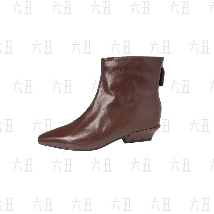 【六丑】新款时尚百搭气质通勤纯色方跟短靴加绒高跟鞋511GGX0072