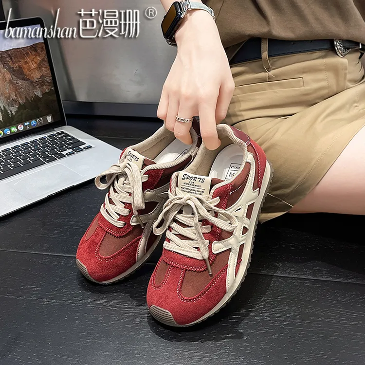 芭漫珊品牌阿甘鞋女2025新款时尚休闲鞋跑步运动鞋百搭秀气显脚小
