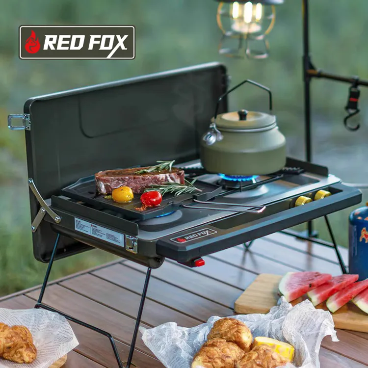 火狐户外分体式野营炉野炊露营装备全套烧烤炉具卡式炉煤气灶精致