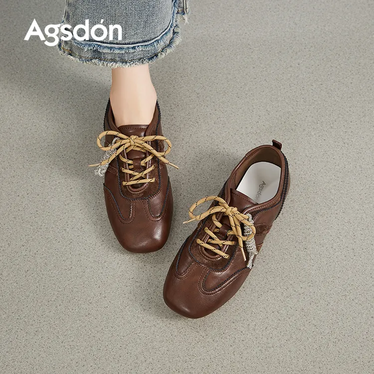 奥古狮登复古德训鞋女款2025新款秋季轻便软底芭蕾风阿甘运动鞋H