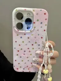 韩系小清新晕染鎏金星星适用iPhone16promax苹果15手机壳新款