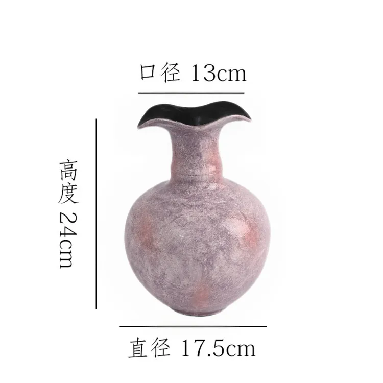 [紫气东来-大肚花瓣口瓶】桌面落地陶瓷花瓶干花鲜花客厅插花摆件
